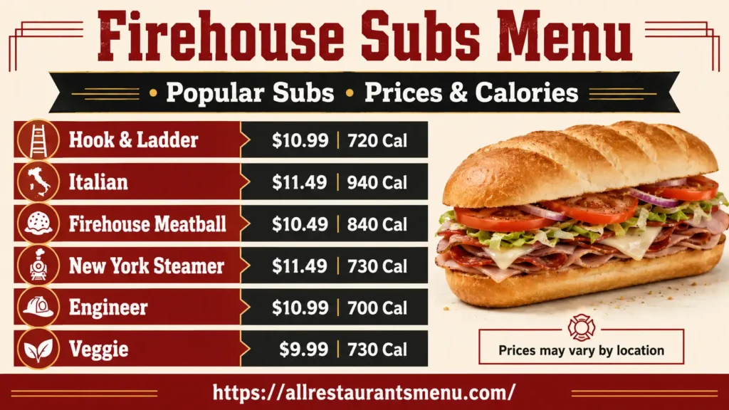 Firehouse Subs Menu Card 2026