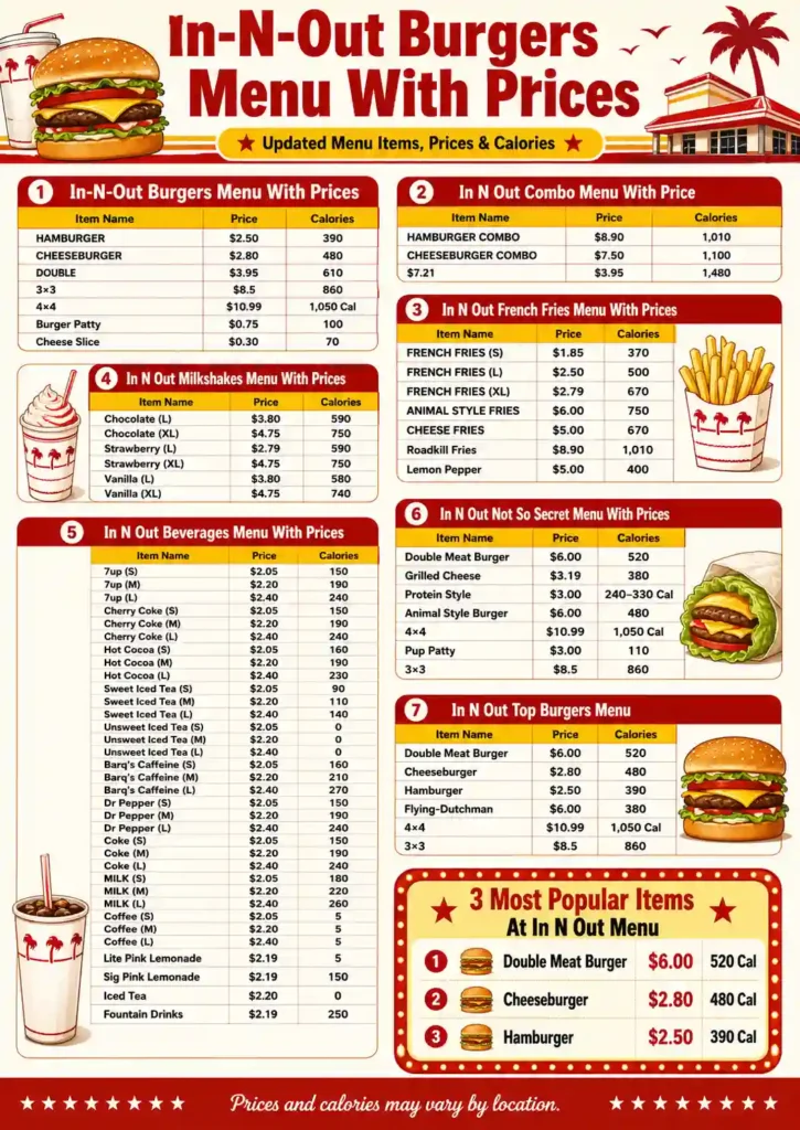 In n Out Menu With Prices