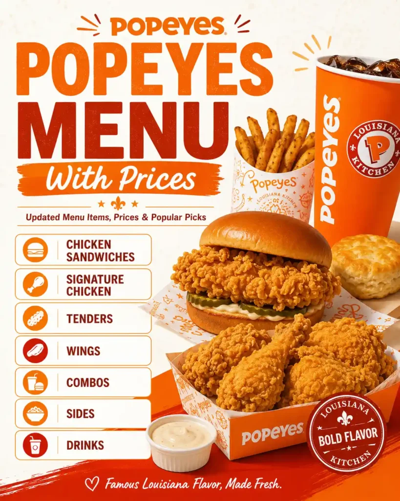 Popeyes Menu Card