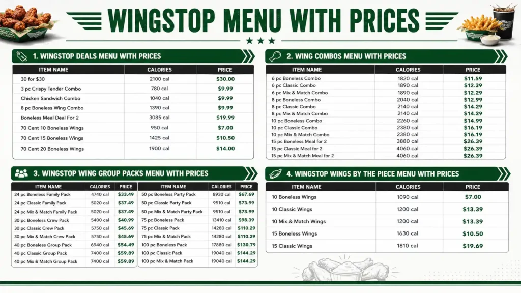 Wingstop Menu card